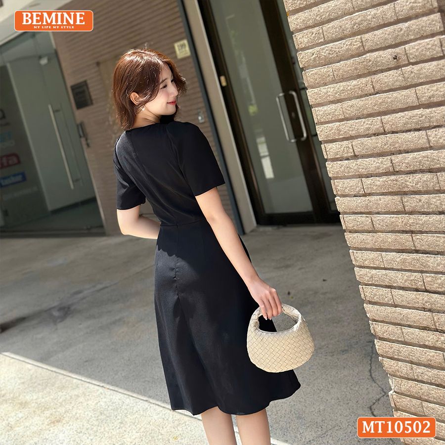 Đầm thiết kế BEMINE cổ tròn giả khoác phối ren dáng chữ A MT10502