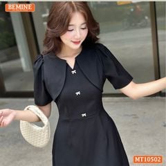 Đầm thiết kế BEMINE cổ tròn giả khoác phối ren dáng chữ A MT10502