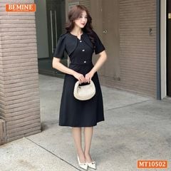 Đầm thiết kế BEMINE cổ tròn giả khoác phối ren dáng chữ A MT10502