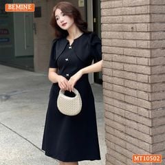 Đầm thiết kế BEMINE cổ tròn giả khoác phối ren dáng chữ A MT10502