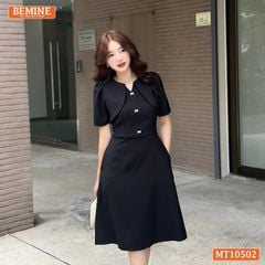 Đầm thiết kế BEMINE cổ tròn giả khoác phối ren dáng chữ A MT10502