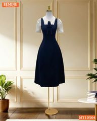 Đầm thiết kế BEMINE cổ tim giả yếm dáng chữ A MT10504