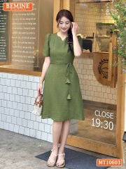 Đầm thiết kế BEMINE cổ tròn có xẻ V dáng chữ A MT10603