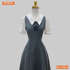 Đầm thiết kế BEMINE cổ sơ mi đính nơ dáng chữ A MT10604