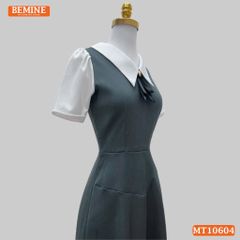 Đầm thiết kế BEMINE cổ sơ mi đính nơ dáng chữ A MT10604