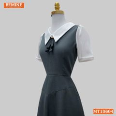 Đầm thiết kế BEMINE cổ sơ mi đính nơ dáng chữ A MT10604