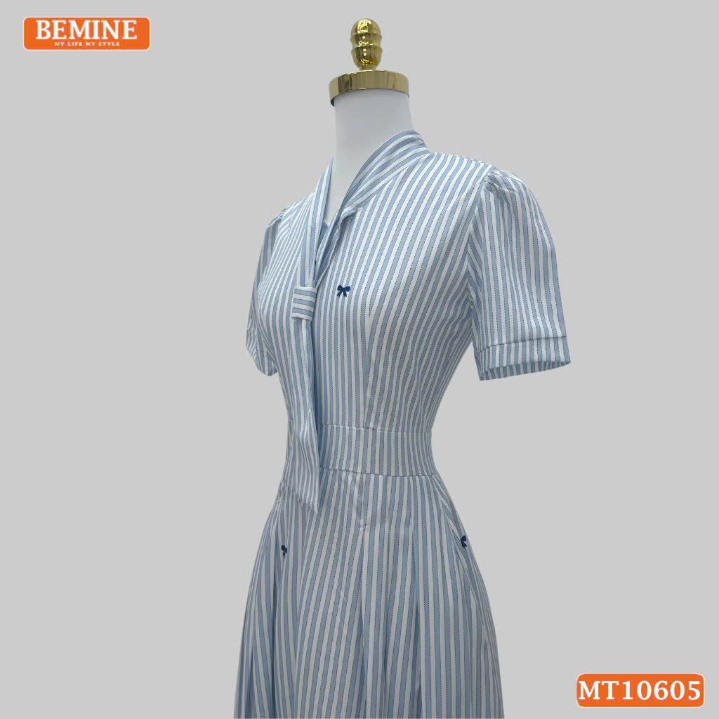 Đầm thiết kế BEMINE cổ tim có cavat may liền dáng chữ A MT10605