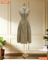 Đầm thiết kế BEMINE cổ tròn sát nách dáng dài MT10702