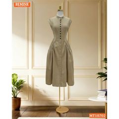 Đầm thiết kế BEMINE cổ tròn sát nách dáng dài MT10702