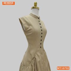 Đầm thiết kế BEMINE cổ tròn sát nách dáng dài MT10702
