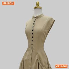Đầm thiết kế BEMINE cổ tròn sát nách dáng dài MT10702
