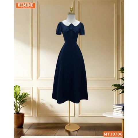 Đầm thiết kế BEMINE cổ sen viền ren dáng chữ A phù hợp đi làm, đi chơi-MT10706