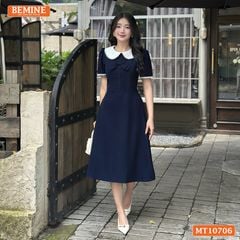 Đầm thiết kế BEMINE cổ sen viền ren dáng chữ A phù hợp đi làm, đi chơi-MT10706