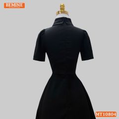 Đầm thiết kế BEMINE cổ sơ mi ngực phối nơ dáng chữ A MT10804