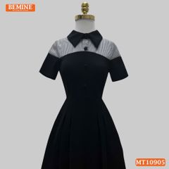 Đầm thiết kế BEMINE cổ đức phối caro dáng chữ A phù hợp đi làm-MT10905
