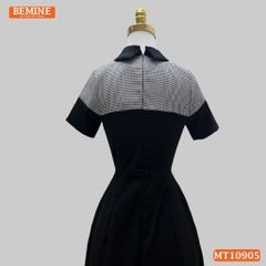 Đầm thiết kế BEMINE cổ đức phối caro dáng chữ A phù hợp đi làm-MT10905