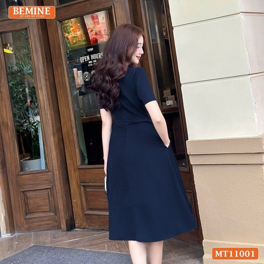 Đầm thiết kế BEMINE cổ tim cách điệu dáng chữ A phù hợp đi làm-MT11001
