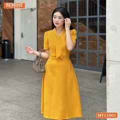 Đầm thiết kế BEMINE cổ tim cách điệu dáng chữ A phù hợp đi làm-MT11001