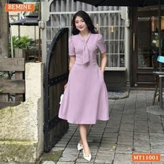 Đầm thiết kế BEMINE cổ tim cách điệu dáng chữ A phù hợp đi làm-MT11001
