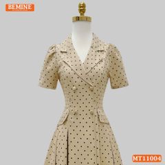 Đầm thiết kế BEMINE cổ vest chấm bi dáng chữ A phù hợp đi làm-MT11004