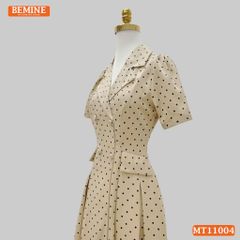Đầm thiết kế BEMINE cổ vest chấm bi dáng chữ A phù hợp đi làm-MT11004