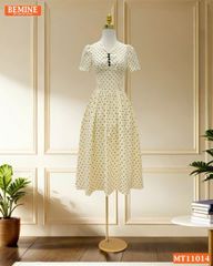 Đầm thiết kế BEMINE cổ tim nhún ngực dáng chữ A MT11014