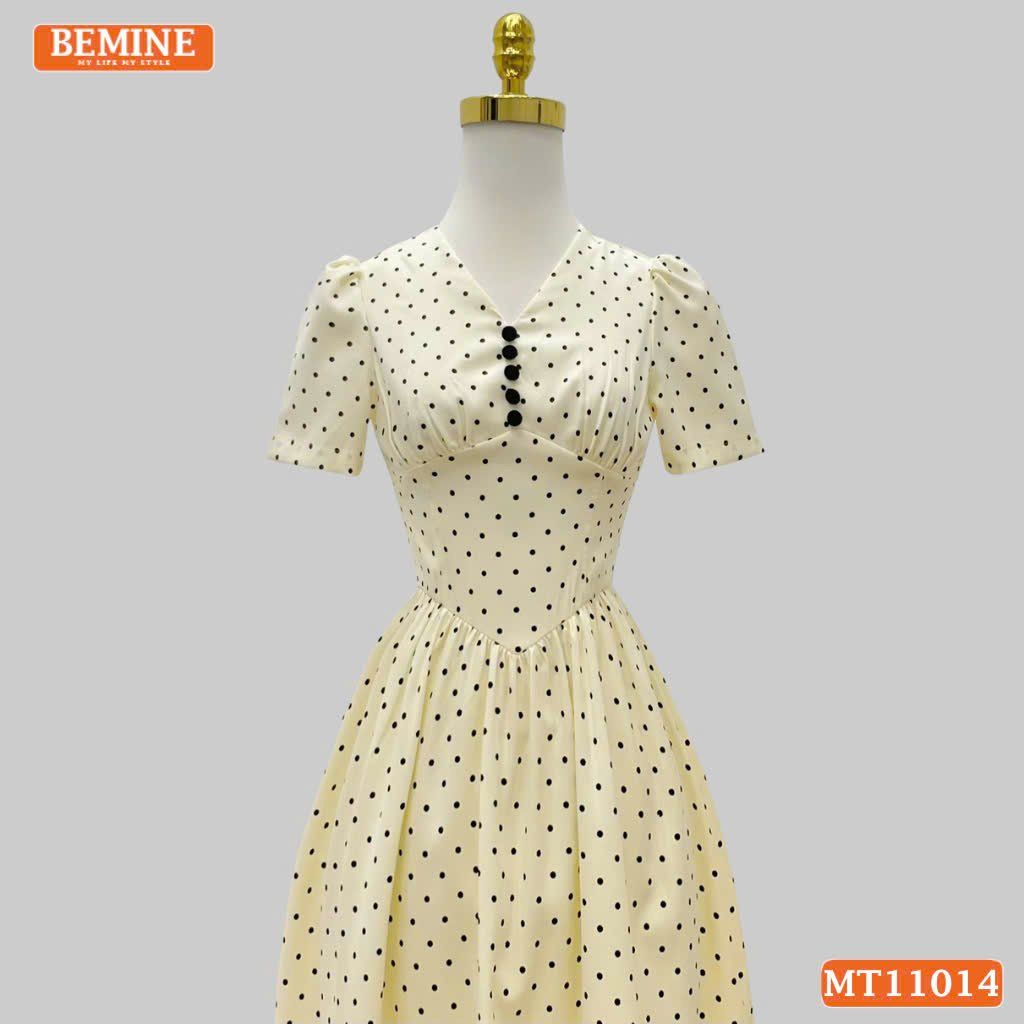 Đầm thiết kế BEMINE cổ tim nhún ngực dáng chữ A MT11014