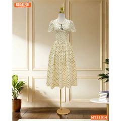 Đầm thiết kế BEMINE cổ tim nhún ngực dáng chữ A MT11014