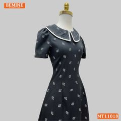 Đầm thiết kế BEMINE cổ thủy thủ có viền in hoa dáng chữ A MT11018