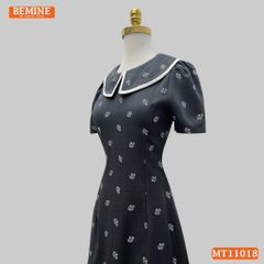 Đầm thiết kế BEMINE cổ thủy thủ có viền in hoa dáng chữ A MT11018