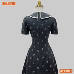 Đầm thiết kế BEMINE cổ thủy thủ có viền in hoa dáng chữ A MT11018