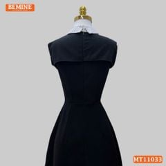 Đầm thiết kế BEMINE cổ sơ mi phối sọc dáng chữ A phù hợp đi làm-MT11033