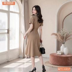 Đầm thiết kế BEMINE cổ sơ mi có túi dáng ngắn tùng xếp ly phù hợp đi làm, đi chơi-MT11037