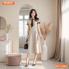 Đầm thiết kế BEMINE cổ đức phối cavat kiểu dáng chữ A phù hợp đi làm-MT11065
