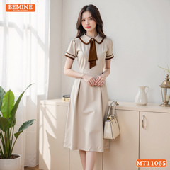Đầm thiết kế BEMINE cổ đức phối cavat kiểu dáng chữ A phù hợp đi làm-MT11065