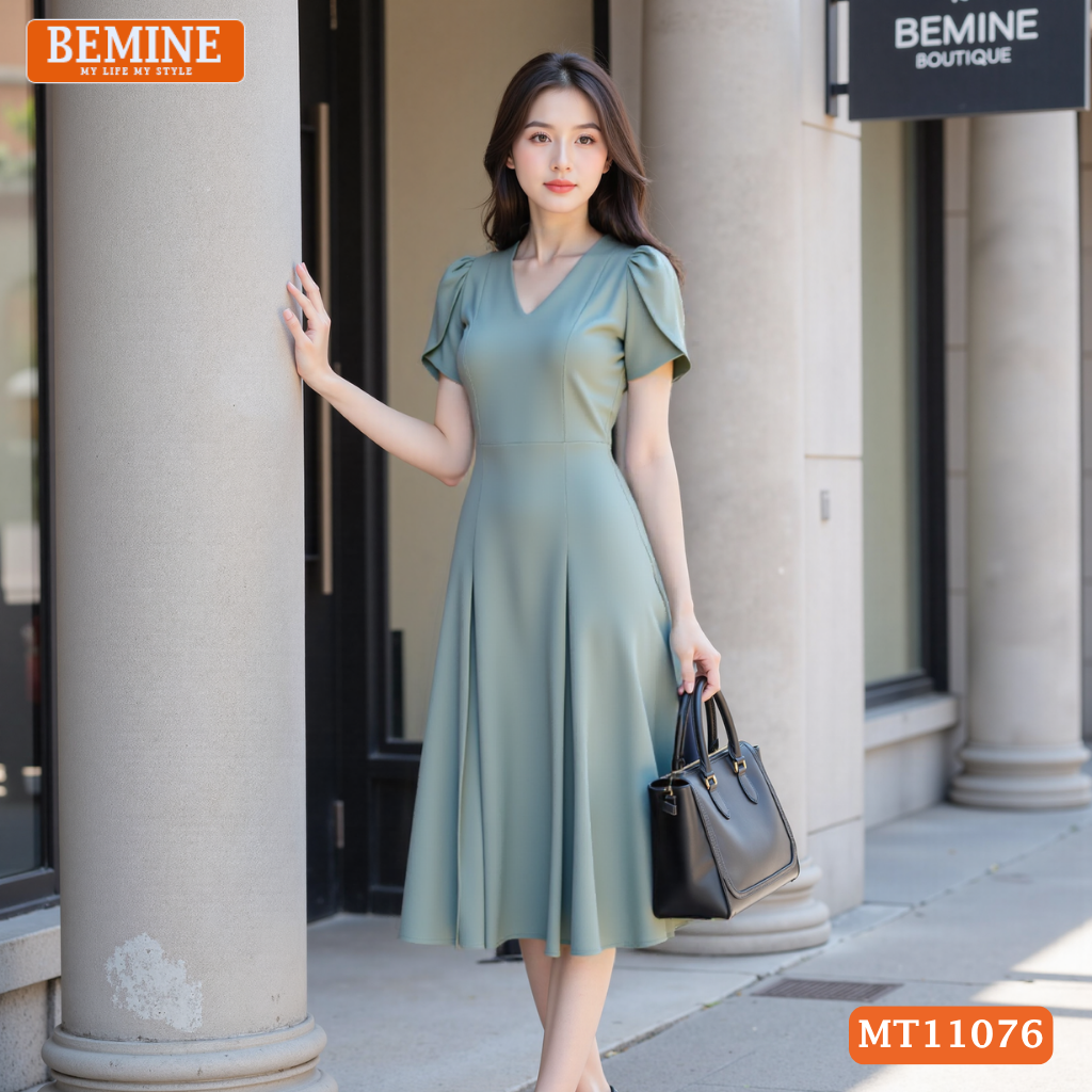 Đầm thiết kế BEMINE cổ tim dáng chữ A phù hợp đi làm-MT11076