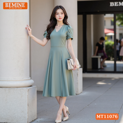 Đầm thiết kế BEMINE cổ tim dáng chữ A phù hợp đi làm-MT11076