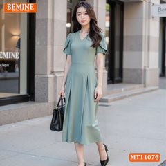Đầm thiết kế BEMINE cổ tim dáng chữ A phù hợp đi làm-MT11076