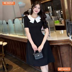 MT4003ĐEN - Đầm basic đơn giản cổ kiểu 2 lá
