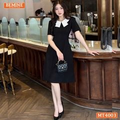MT4003ĐEN - Đầm basic đơn giản cổ kiểu 2 lá