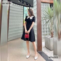 MT4003ĐEN - Đầm basic đơn giản cổ kiểu 2 lá