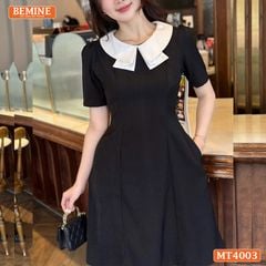 MT4003ĐEN - Đầm basic đơn giản cổ kiểu 2 lá