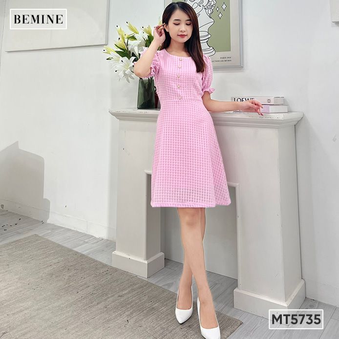  Đầm cổ tròn tay bo chun MT5735 