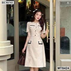Đầm cổ tròn phối nắp túi tùng A MT8424