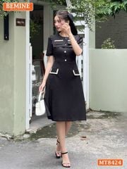 Đầm cổ tròn phối nắp túi tùng A MT8424