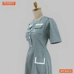 Đầm cổ tròn phối nắp túi tùng A MT8424