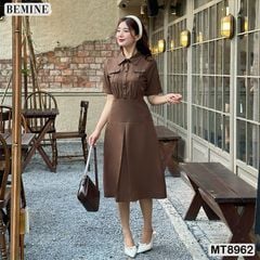 Đầm thiết kế cổ sơ mi túi hộp dáng xoè MT8962