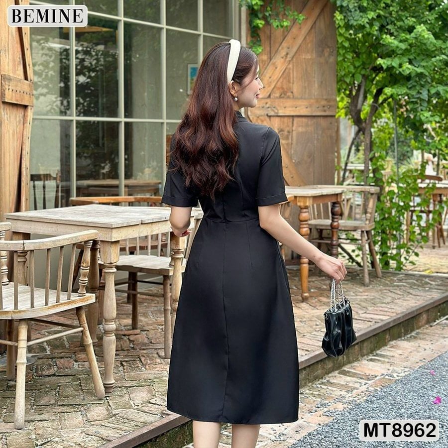 Đầm thiết kế cổ sơ mi túi hộp dáng xoè MT8962