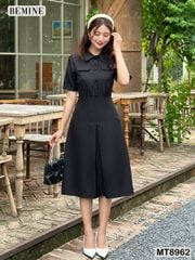 Đầm thiết kế cổ sơ mi túi hộp dáng xoè MT8962
