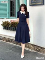 Đầm thiết kế cổ sen eo đính nơ tùng xếp ly MT8969
